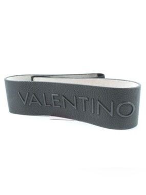 Mario Valentino Italian Faux Leather Embossed Logo Adjustable Fashion Belt